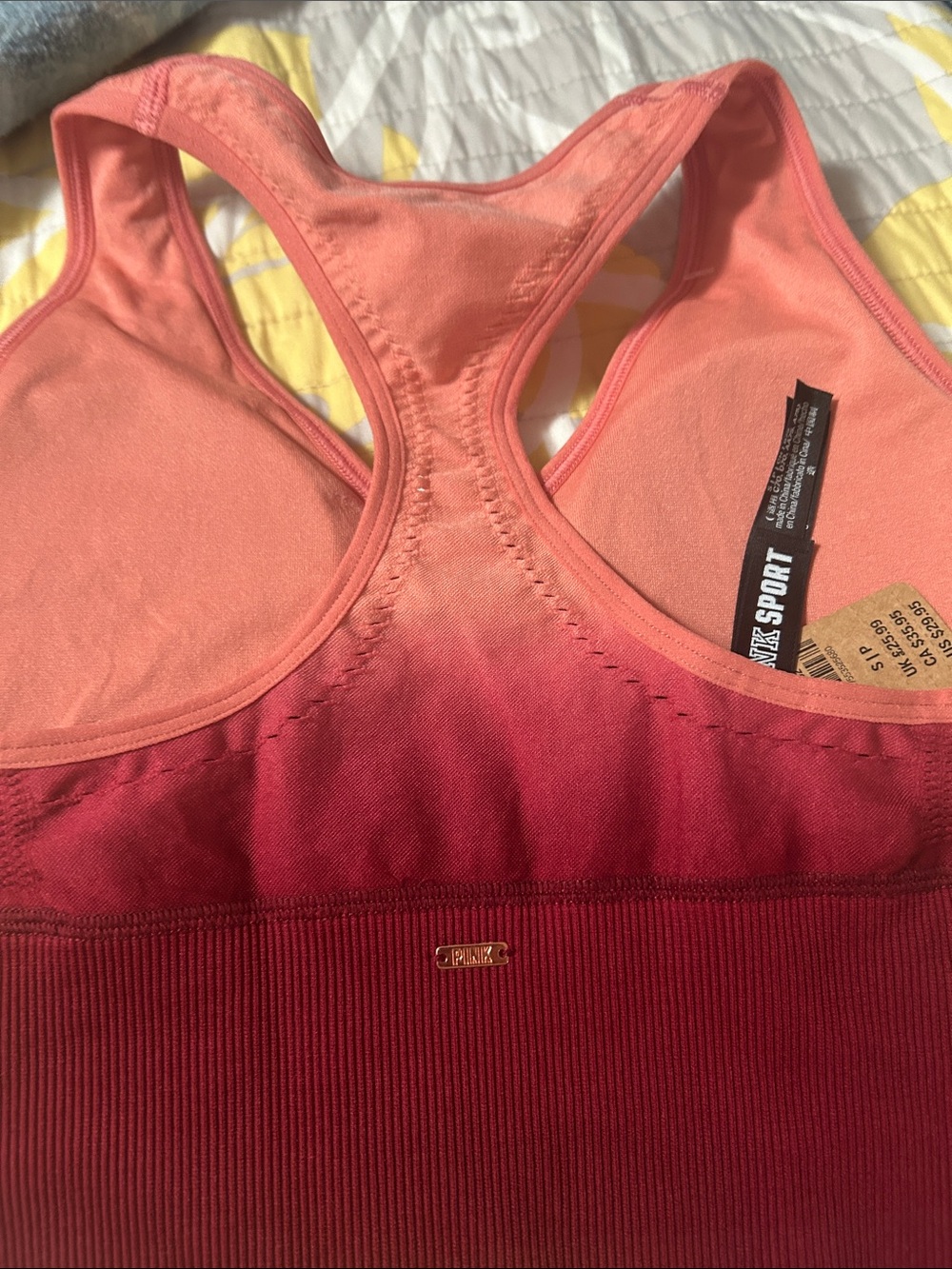 PINK Victoria's Secret Ombre Racerback Sports Bra - Coral & Deep Pink